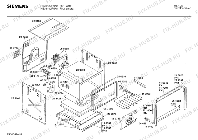 Взрыв-схема плиты (духовки) Siemens HB35120FN - Схема узла 02