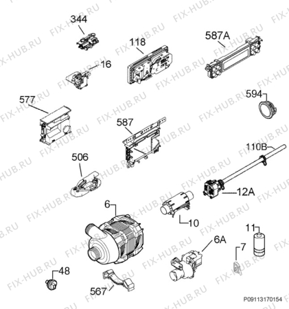 Схема №6 F99019M0P с изображением Блок управления для посудомоечной машины Aeg 973911448018037