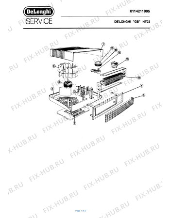 Схема №1 HT02 с изображением Элемент корпуса для электрообогревателя DELONGHI 592619