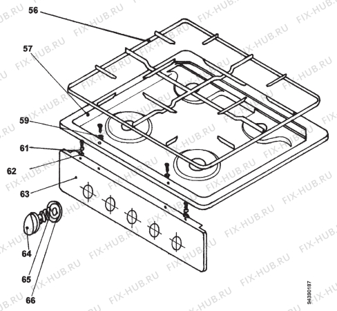 Взрыв-схема плиты (духовки) Zanussi ZCG5210W - Схема узла Section 4