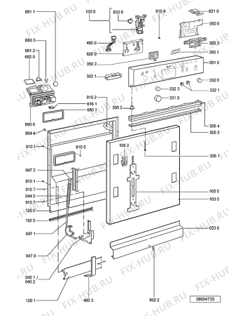 Схема №1 GSI 5511 WS -n.prod. с изображением Панель для посудомоечной машины Whirlpool 481245373446