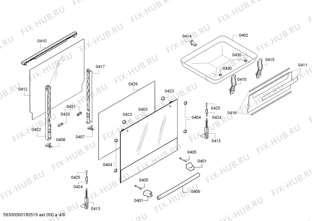 Взрыв-схема плиты (духовки) Bosch HCE764255V Meatprobe model , Inox - Схема узла 04