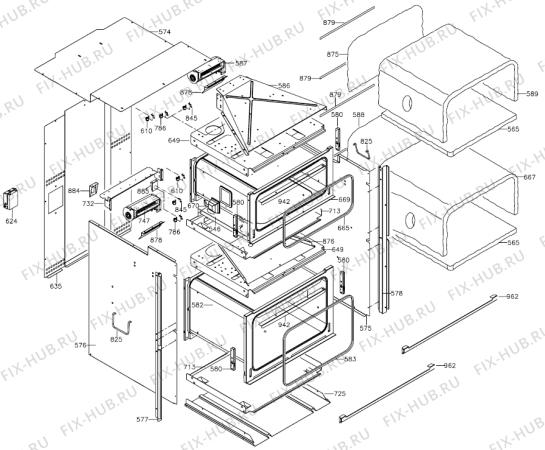 Схема №1 BD2135AX (252638, 888 04) с изображением Часть корпуса для плиты (духовки) Gorenje 267022