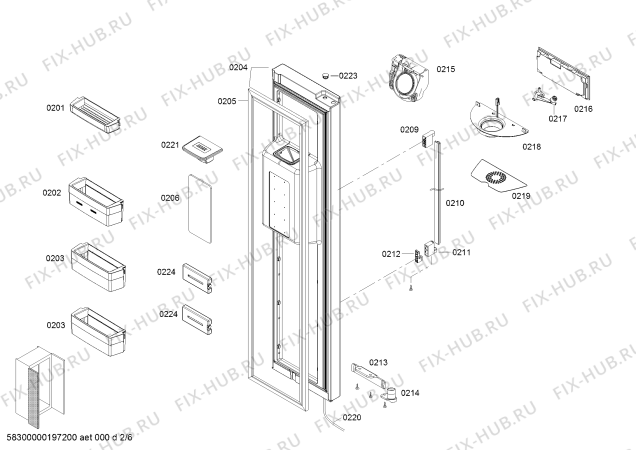 Схема №2 KAD92S21TI CN FRFC Domestic с изображением Дверь для холодильника Bosch 00717925
