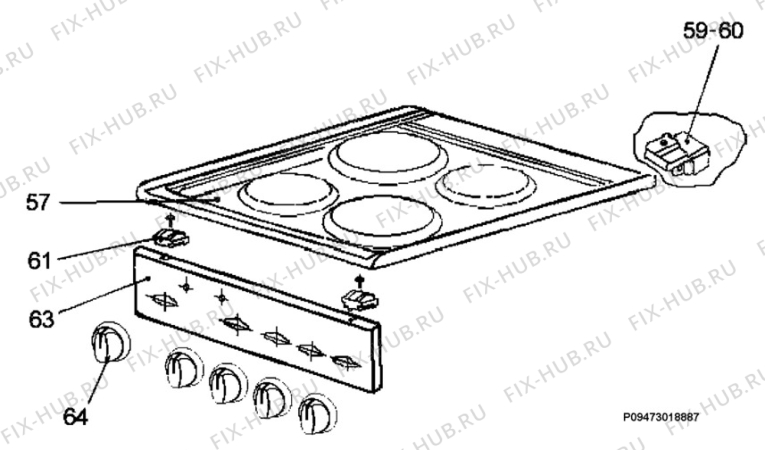 Взрыв-схема плиты (духовки) Tricity Bendix SE210W - Схема узла Section 4