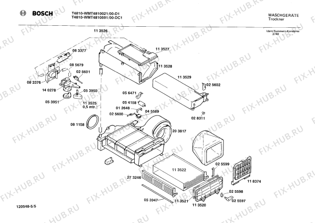 Взрыв-схема сушильной машины Bosch WMT4810021 T4810 - Схема узла 05