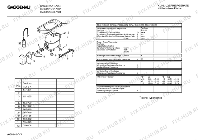 Взрыв-схема холодильника Gaggenau IK961123 - Схема узла 03