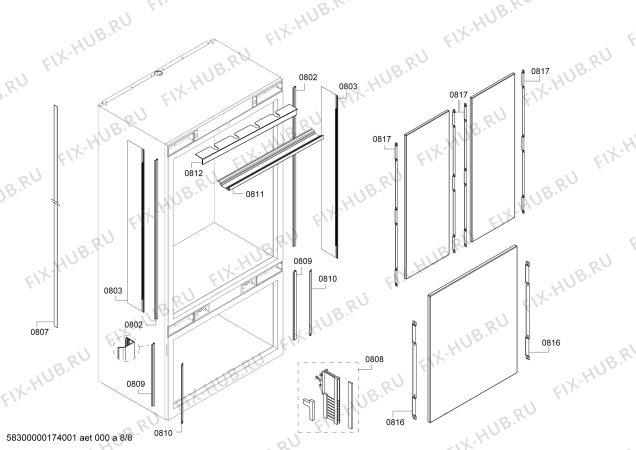 Схема №5 T36BT820NS с изображением Крепеж для холодильной камеры Bosch 00790241