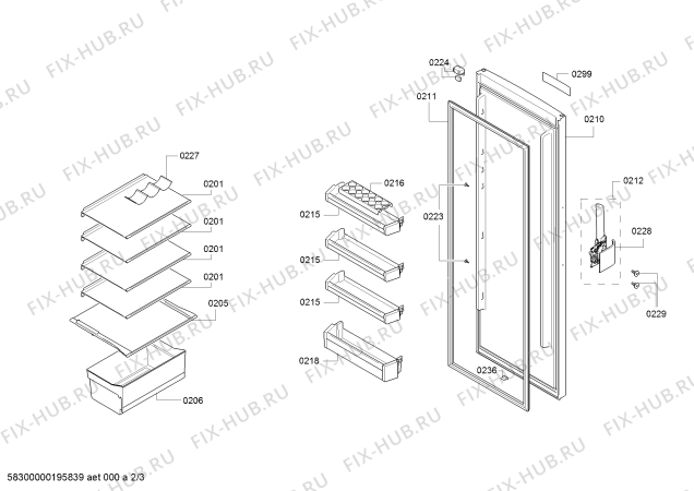 Схема №2 3FC1300B с изображением Дверь для холодильника Bosch 00715878