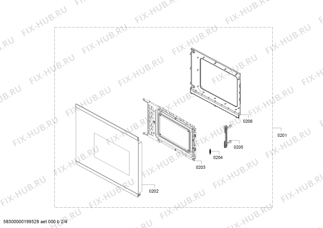 Схема №2 3CG5172A0 с изображением Внешняя дверь для микроволновой печи Bosch 11026530