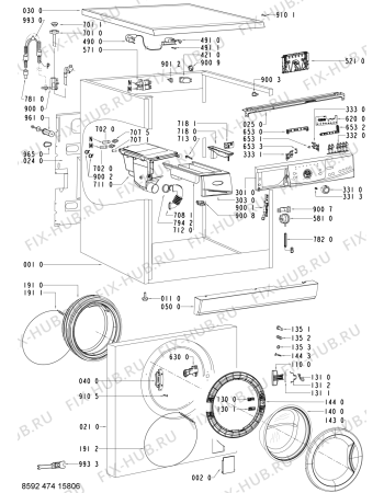 Схема №1 AWO/D 6507/IS с изображением Обшивка для стиралки Whirlpool 480111101916