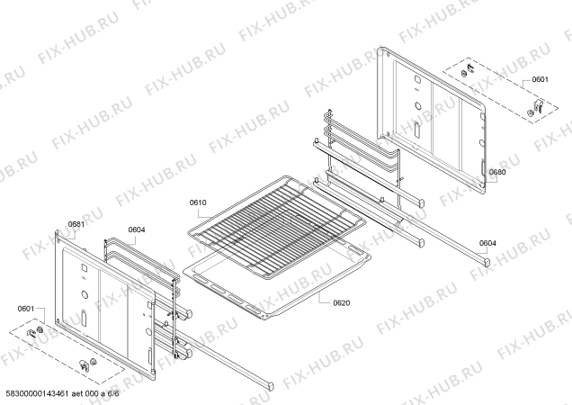 Взрыв-схема плиты (духовки) Bosch HBA43T150 - Схема узла 06