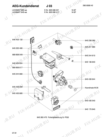 Взрыв-схема стиральной машины Aeg LAV665 WS - Схема узла Electrical equipment 268