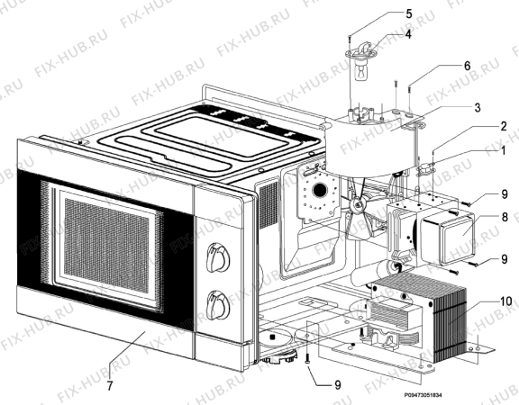 Взрыв-схема микроволновой печи Husqvarna Electrolux QN4010X - Схема узла Section 6