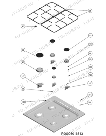 Взрыв-схема плиты (духовки) Zanussi ZCG563FX - Схема узла Section 4