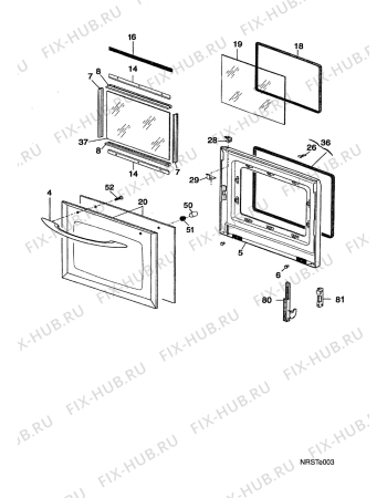 Взрыв-схема плиты (духовки) Faure CMP698W - Схема узла Door 003
