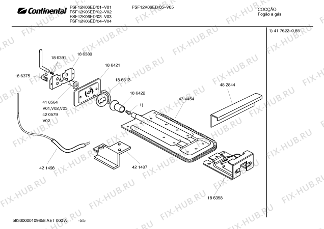 Взрыв-схема плиты (духовки) Continental FSF12K06ED - Схема узла 05