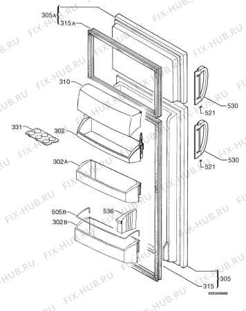 Взрыв-схема холодильника Aeg S2543DT - Схема узла Door 003