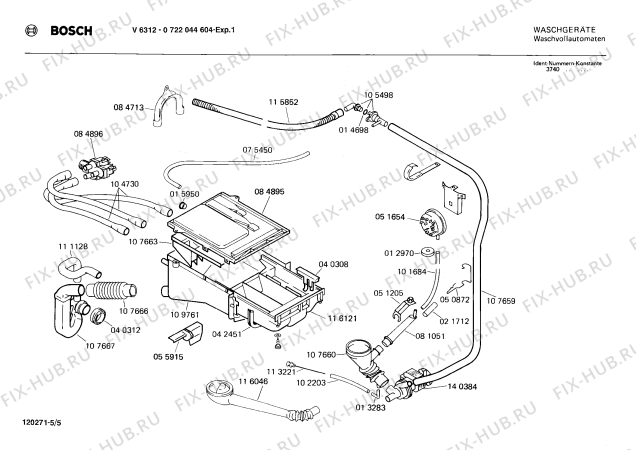 Взрыв-схема стиральной машины Bosch 0722044604 V6312 - Схема узла 05