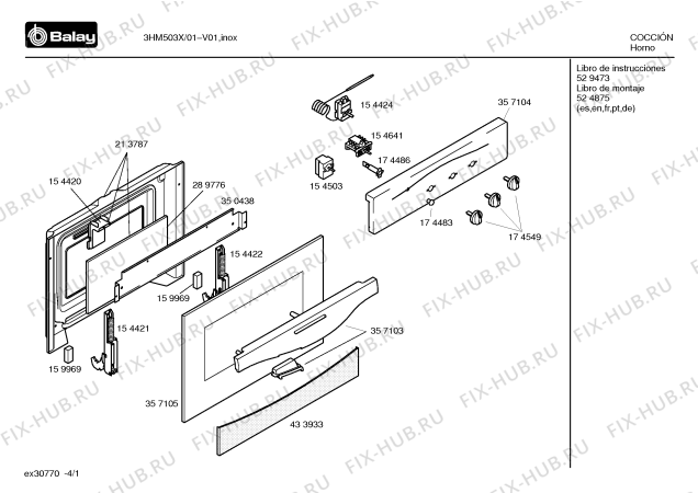 Схема №3 3HM503X с изображением Панель для духового шкафа Bosch 00357104