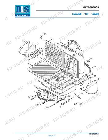 Схема №1 CG 238 с изображением Корпусная деталь для гриля DELONGHI 7079101500