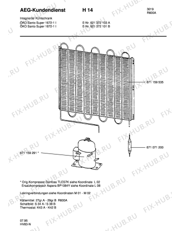 Взрыв-схема холодильника Aeg SAN1872-1 I - Схема узла Refrigerator cooling system