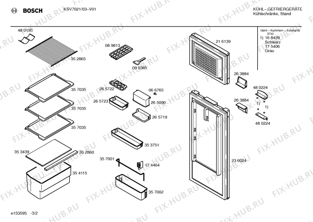 Схема №3 KSV2403 с изображением Дверь для холодильника Bosch 00236024