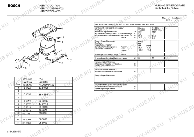 Взрыв-схема холодильника Bosch KIR17470GB - Схема узла 03