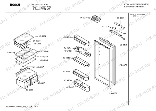 Взрыв-схема холодильника Bosch KIL24441CH - Схема узла 02