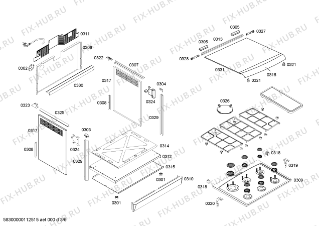 Взрыв-схема плиты (духовки) Bosch HEK66A44E9 P3 76 EMB SILVER GE 127V (CKD) - Схема узла 03