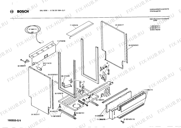 Взрыв-схема посудомоечной машины Bosch 0730201564 SMU6200 - Схема узла 04