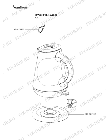 Схема №1 BY301010/4G0 с изображением Фильтр для чайника (термопота) Moulinex MS-621903