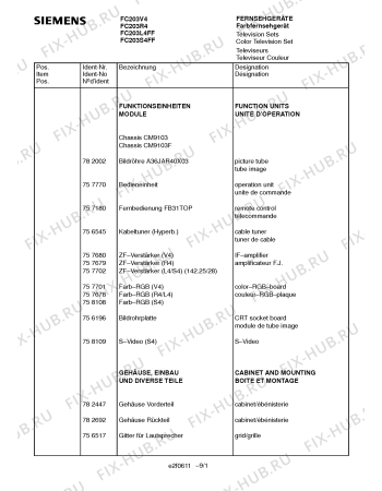 Взрыв-схема телевизора Siemens FC203L4FF - Схема узла 02