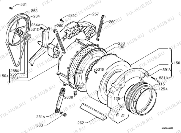 Взрыв-схема стиральной машины Zanussi FLN1008 - Схема узла Functional parts 267