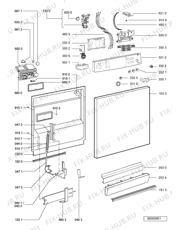 Схема №1 XLE24ARBNA с изображением Блок управления для посудомойки Whirlpool 481221479821