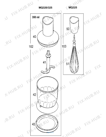 Взрыв-схема блендера (миксера) BRAUN 4162-MQ325 SPAGHETTI HB BRAUN WHGY INT - Схема узла 2