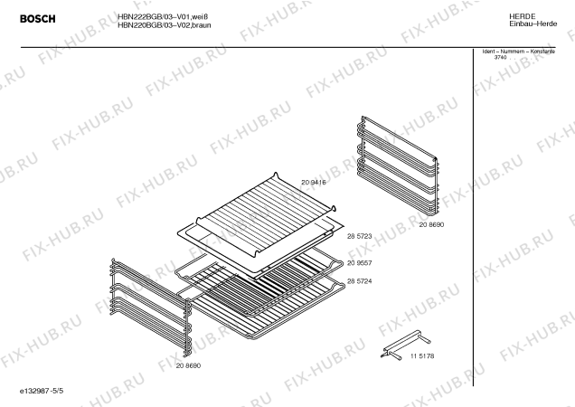 Схема №5 HBN220BGB с изображением Инструкция по эксплуатации для духового шкафа Bosch 00522996
