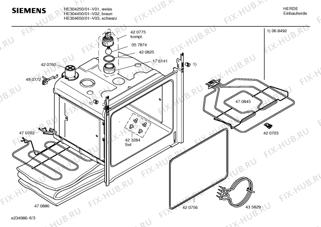 Взрыв-схема плиты (духовки) Siemens HE304650 - Схема узла 03