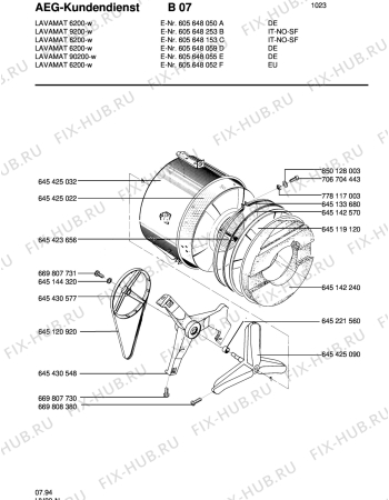 Взрыв-схема стиральной машины Aeg LAV90200-W - Схема узла Tub and drum