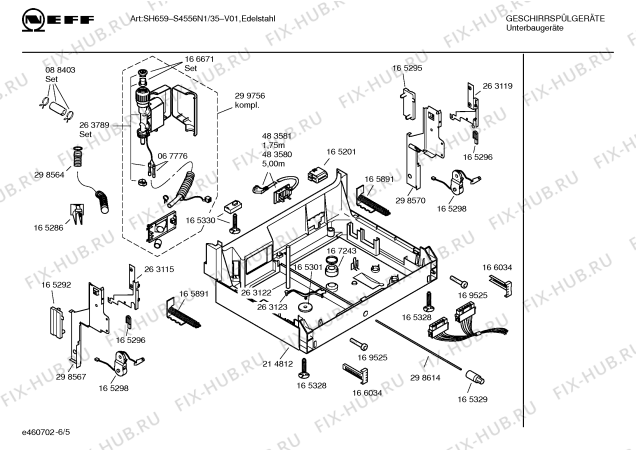 Взрыв-схема посудомоечной машины Neff S4556N1 Art.SH659 - Схема узла 05