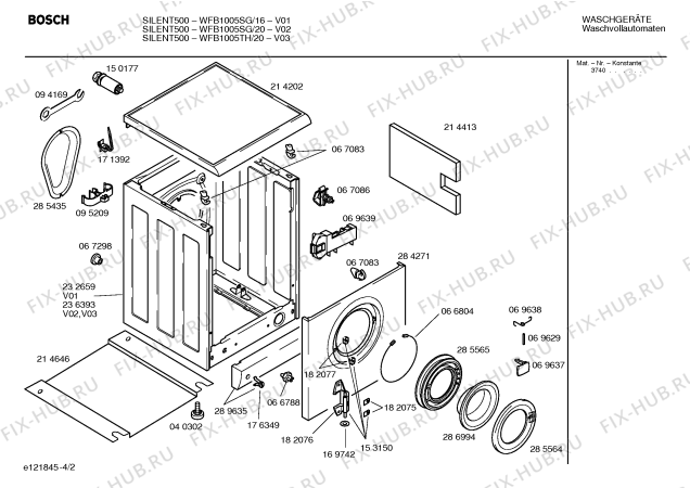 Взрыв-схема стиральной машины Bosch WFB1005TH SILENT 500 - Схема узла 02