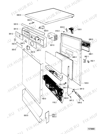 Схема №4 ADG 940 с изображением Ручка регулировки (кнопка) для посудомоечной машины Whirlpool 481990500487