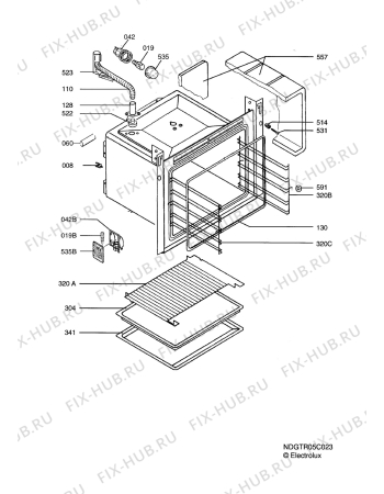 Взрыв-схема плиты (духовки) Aeg Electrolux E59466-5-M  DE  R08 - Схема узла Oven