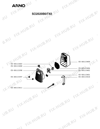 Схема №1 SO2020B0/7X0 с изображением Тэн для ветродува Seb CS-00113406
