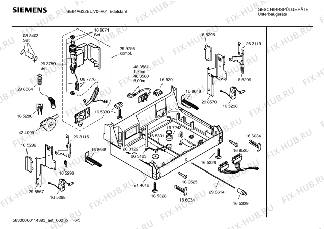 Схема №4 SE64A632EU с изображением Инструкция по эксплуатации для посудомойки Siemens 00691768