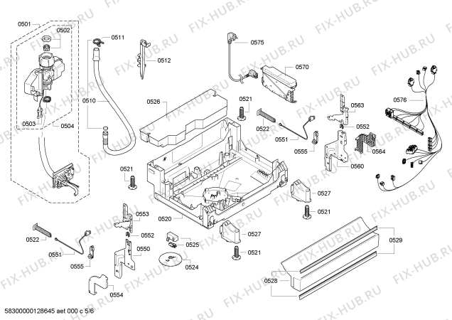 Взрыв-схема посудомоечной машины Siemens SN25M830GB - Схема узла 05