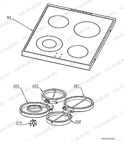 Взрыв-схема плиты (духовки) Electrolux FEH50G3101 - Схема узла Hob