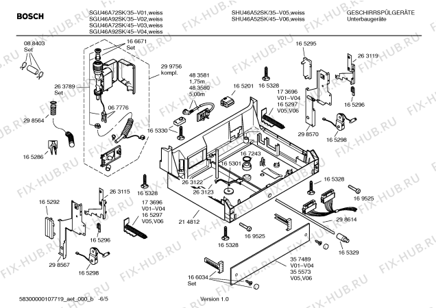 Взрыв-схема посудомоечной машины Bosch SGU46A92SK - Схема узла 05