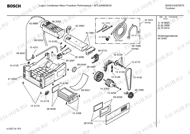 Взрыв-схема сушильной машины Bosch WTL6508GB Logixx Condenser Maxx Freedom Performanc - Схема узла 05