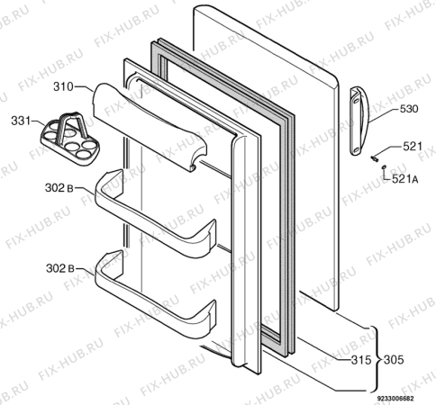 Взрыв-схема холодильника Electrolux ERT1474 - Схема узла Door 003